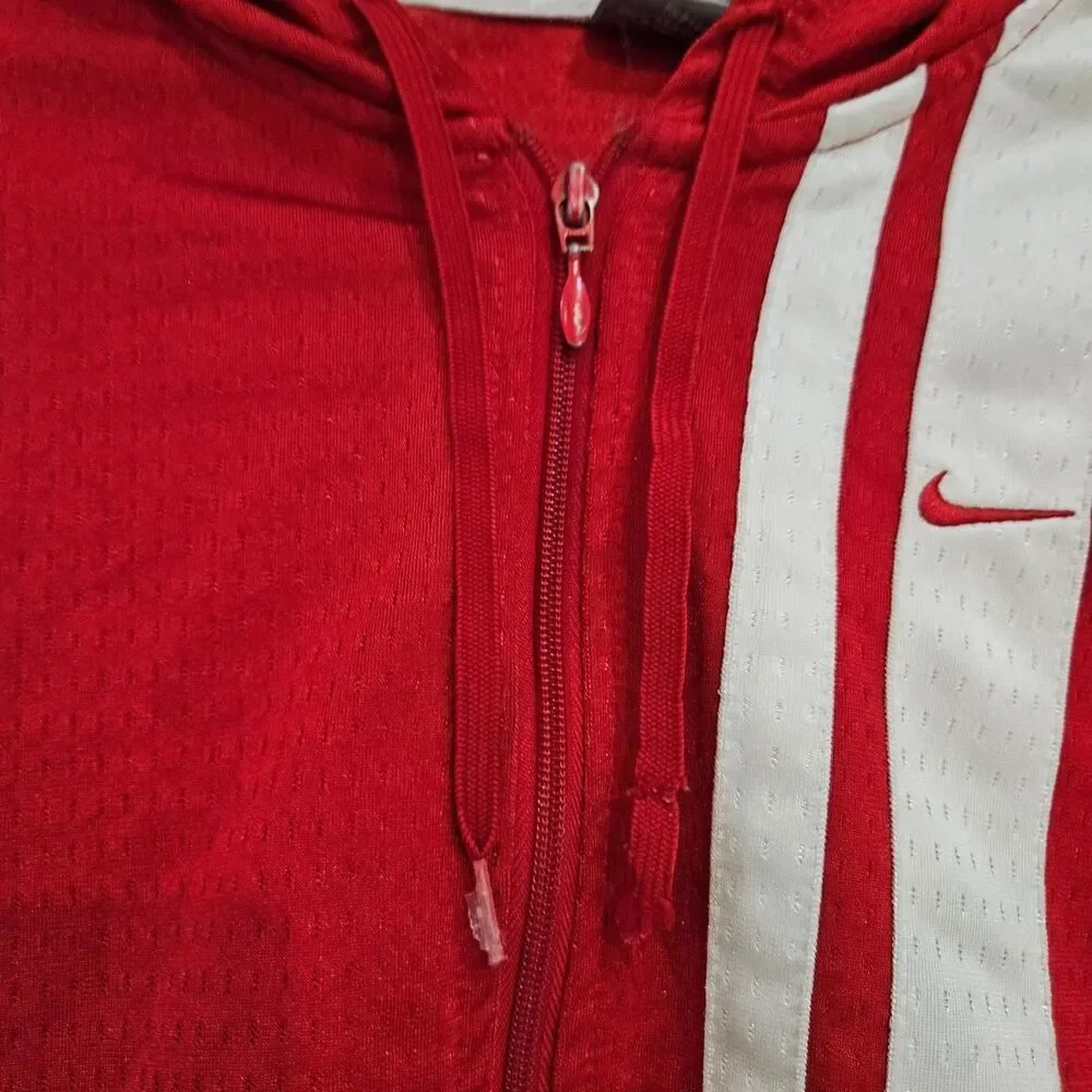 y2k sporty athleisure red white striped Nike hoodie - Picture 3 of 4